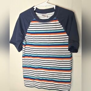 Boy's Hanna Andersson Striped Rashguard Swim Shirt, Size 6/7